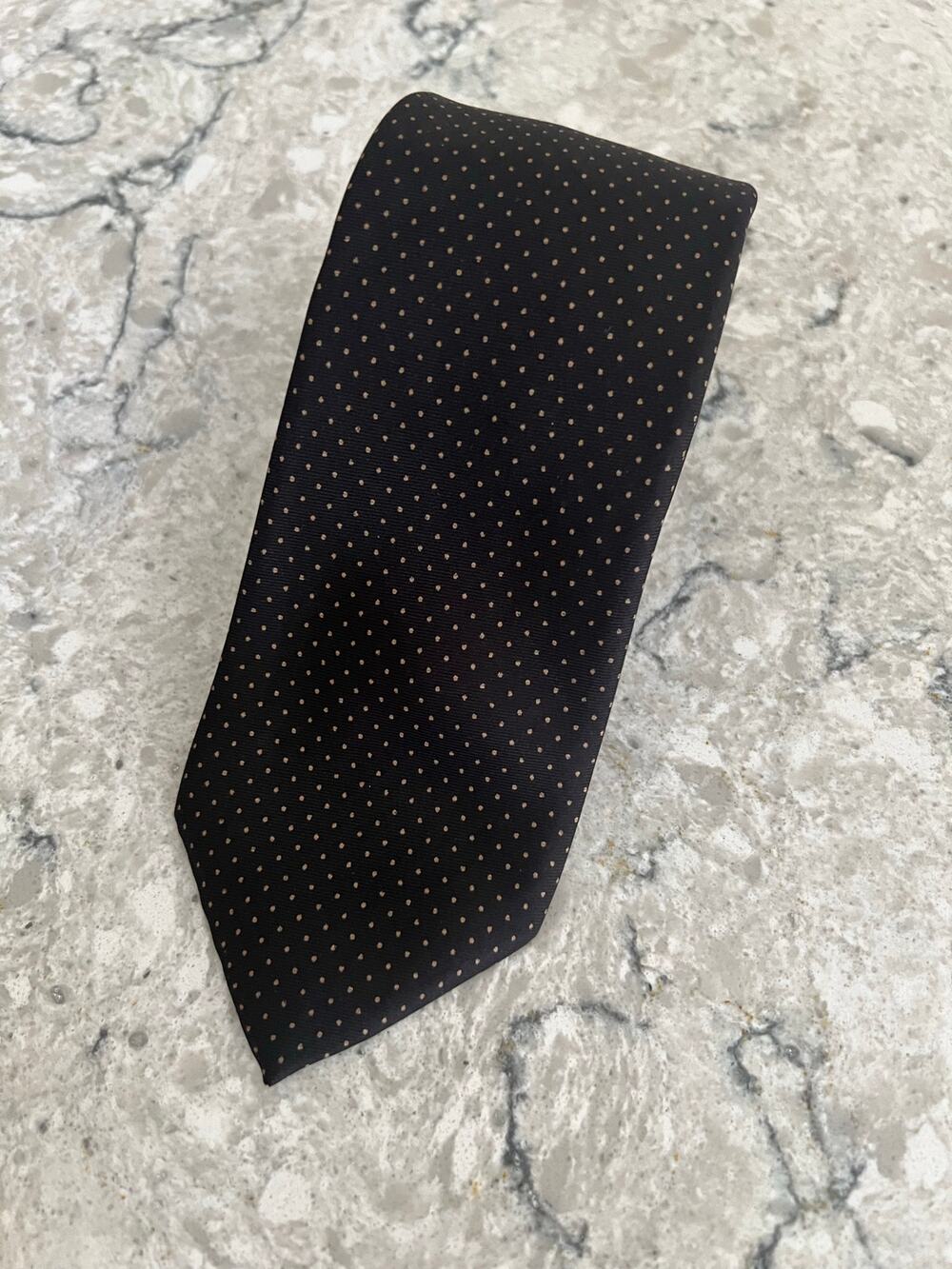 Arturo Phillipe Men's 100% Imported Silk Neck Tie Black w Brown Polka Dots JL